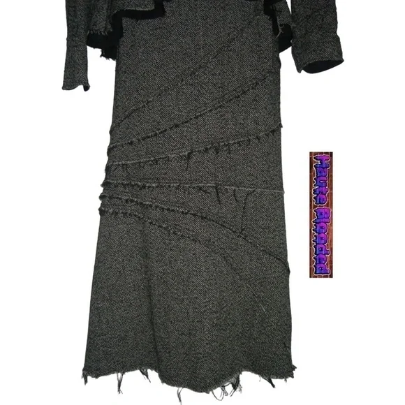 y2k Design Today's Tweed Fray Vintage Suit Punk Dark Academia Steampunk 90s Wool - Picture 4 of 16